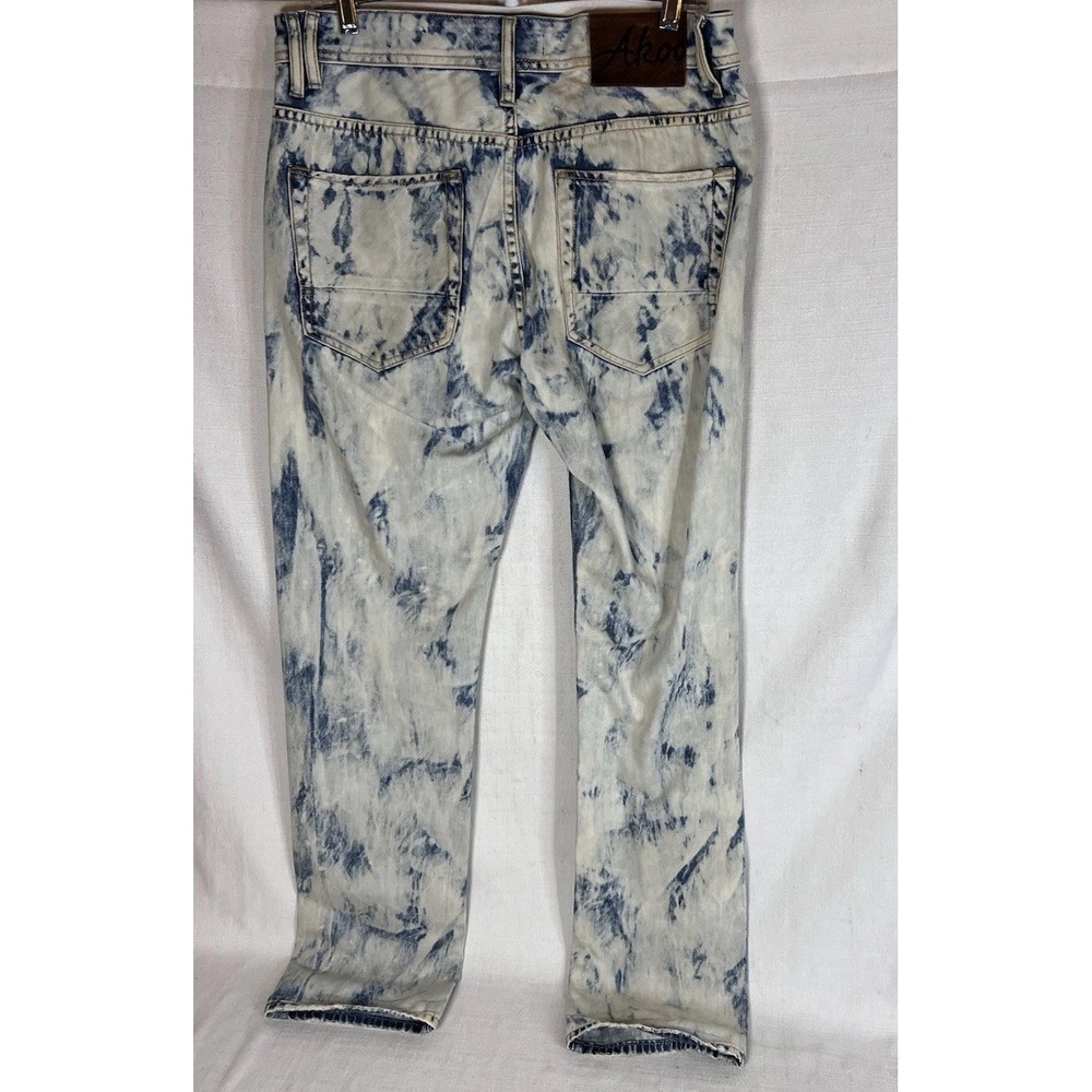 Akoo Jeans Men's 34x34 Tie Dye Print Blue Multicolor Distressed Street Wear - Picture 8 of 11